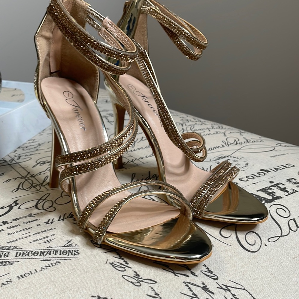 Rose gold high heels